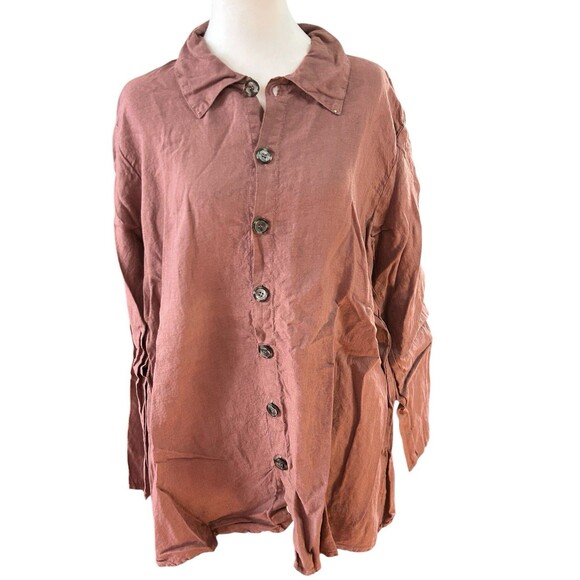 CP Shades NWT Button Down Tunic Pure Irish Linen Sz M‎ - Picture 1 of 5